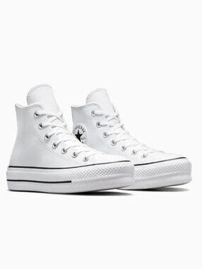 Converse Chuck Taylor All Star Lift Leather High Top-White/Black/White